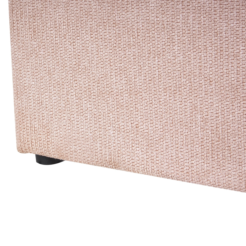 Letto in tessuto rosa pastello 140 x 200 cm contenitore elevabile con testiera e rete a doghe