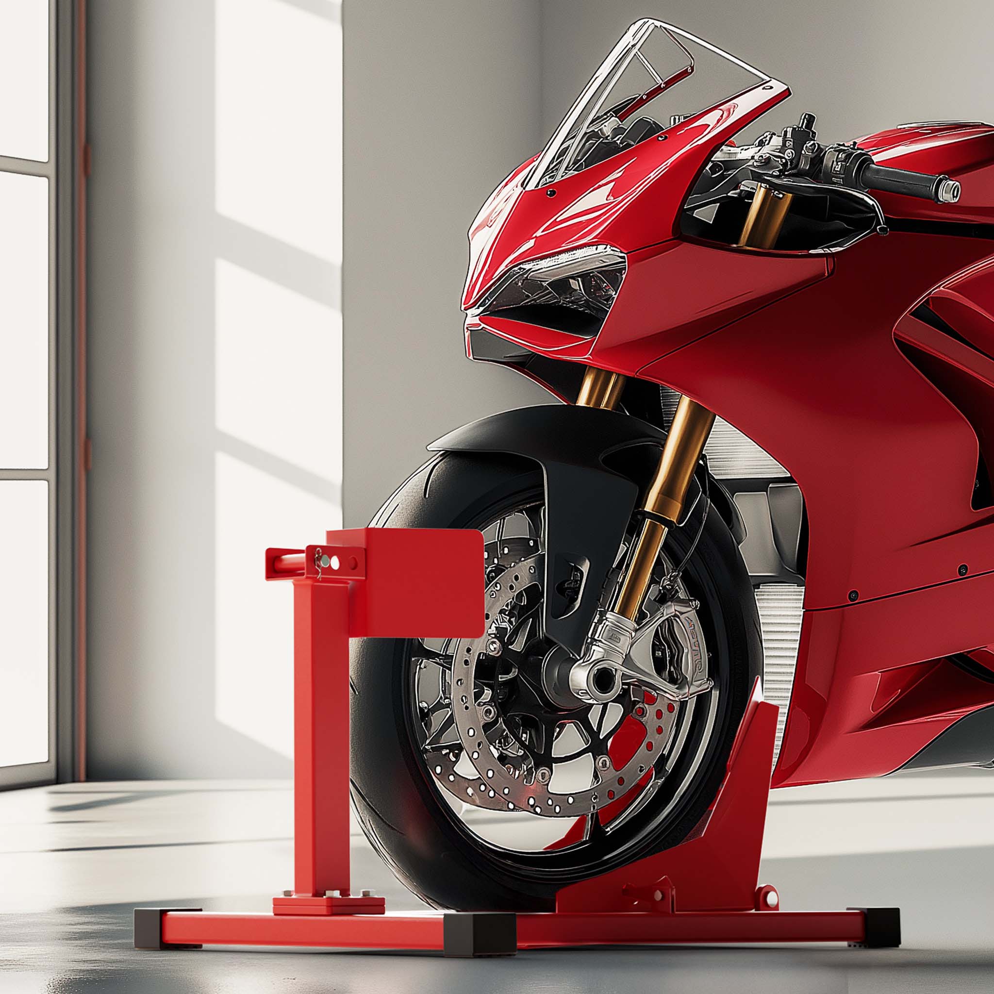 Cavalletto alzamoto per ruota anteriore, pneumatici da 17-21 pollici con larghezza 60-160 mm