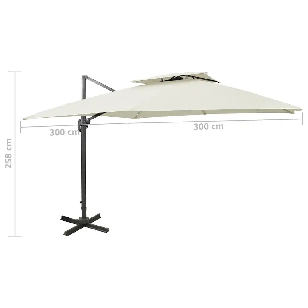 Ombrellone da giardino a sbalzo-Ombrello da Balcone con doppio piano 300x300 cm Sabbia