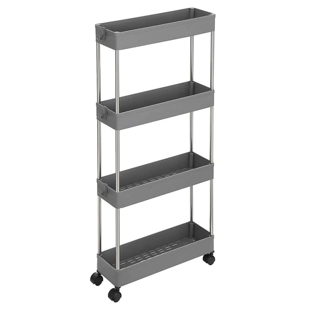 Carrello portaoggetti mobile a 4 ripiani ripiano mobile per bagno cucina piccoli spazi 40 x 13 x 86 cm grigio 12_0003491