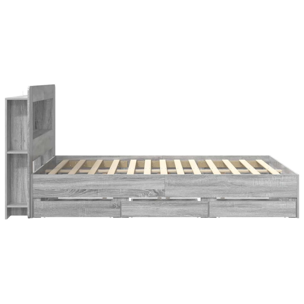 Struttura del letto con stoccaggio e testata Sonoma grigio 3434054