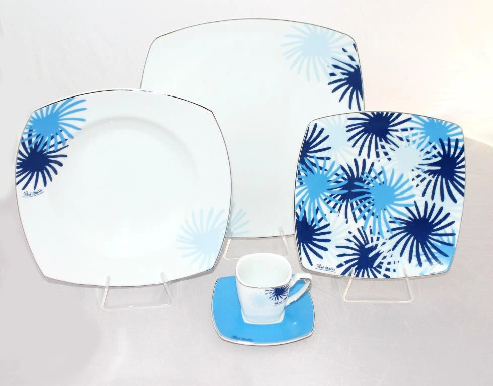 Servizio di Piatti da Tavola in Porcellana Zule Blue 19 pezzi