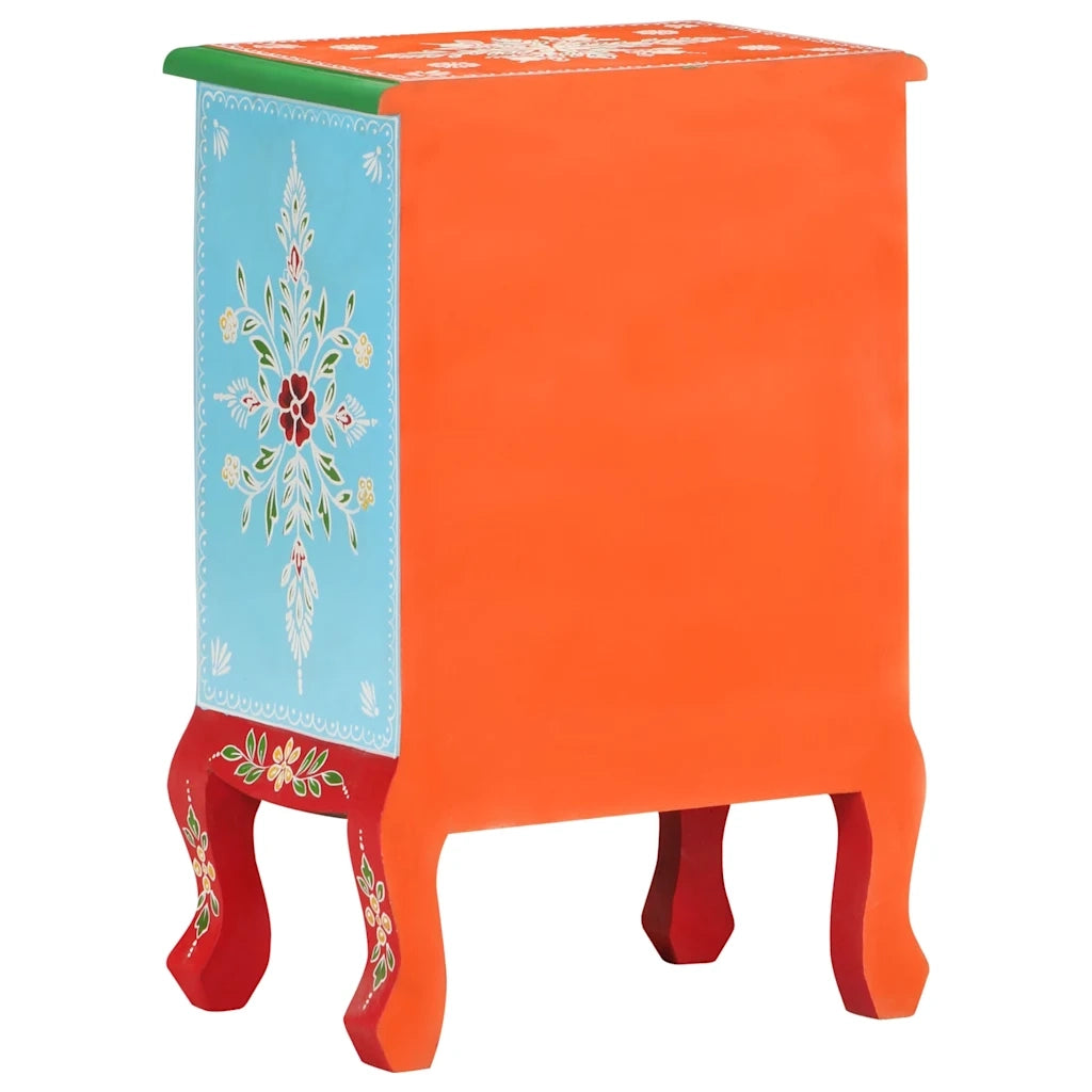 Comodino | Armadio da Notte | Mobiletto da notte Dipinto a Mano 40x30x60 cm in Legno Massello di Mango