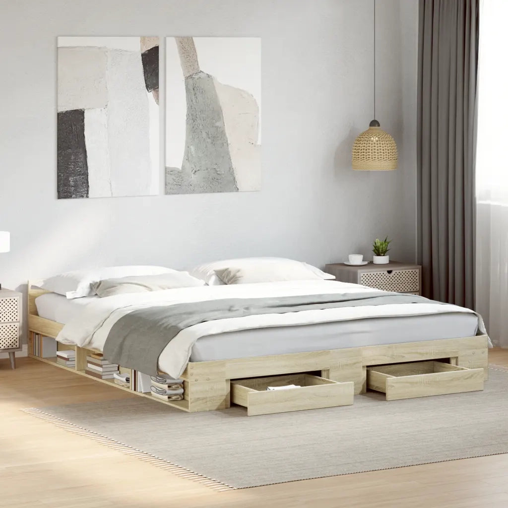Giroletto Cassetti Rovere Sonoma 180x200 cm Legno Multistrato 3280729