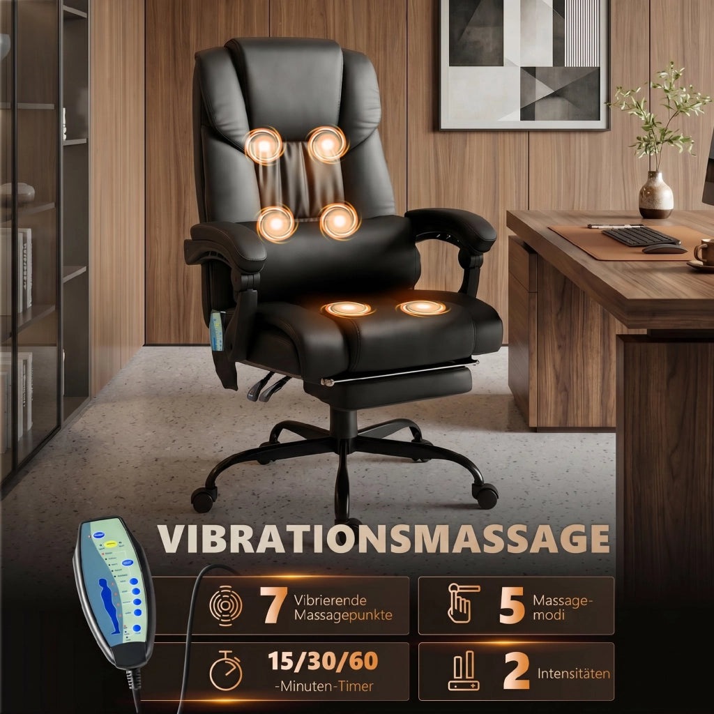 Sedia da Ufficio Ergonomica con Massaggio e Poggiapiedi ¨C Zephmum ¨C Schienale Alto, Supporto Lombare, Nero