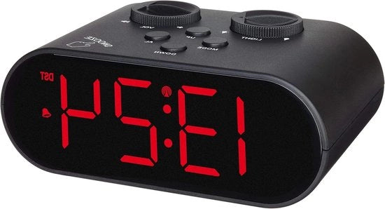 Alarme digitale con caricamento USB e grandi cifre LED - Nero (L) 136 x (B) 85 x (H) 55 mm