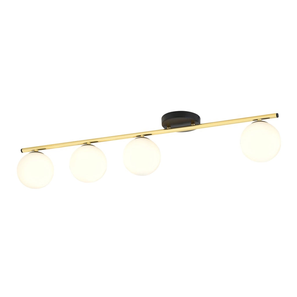 Lampada a sospensione Monza in acciaio nero e oro con diffusori in vetro