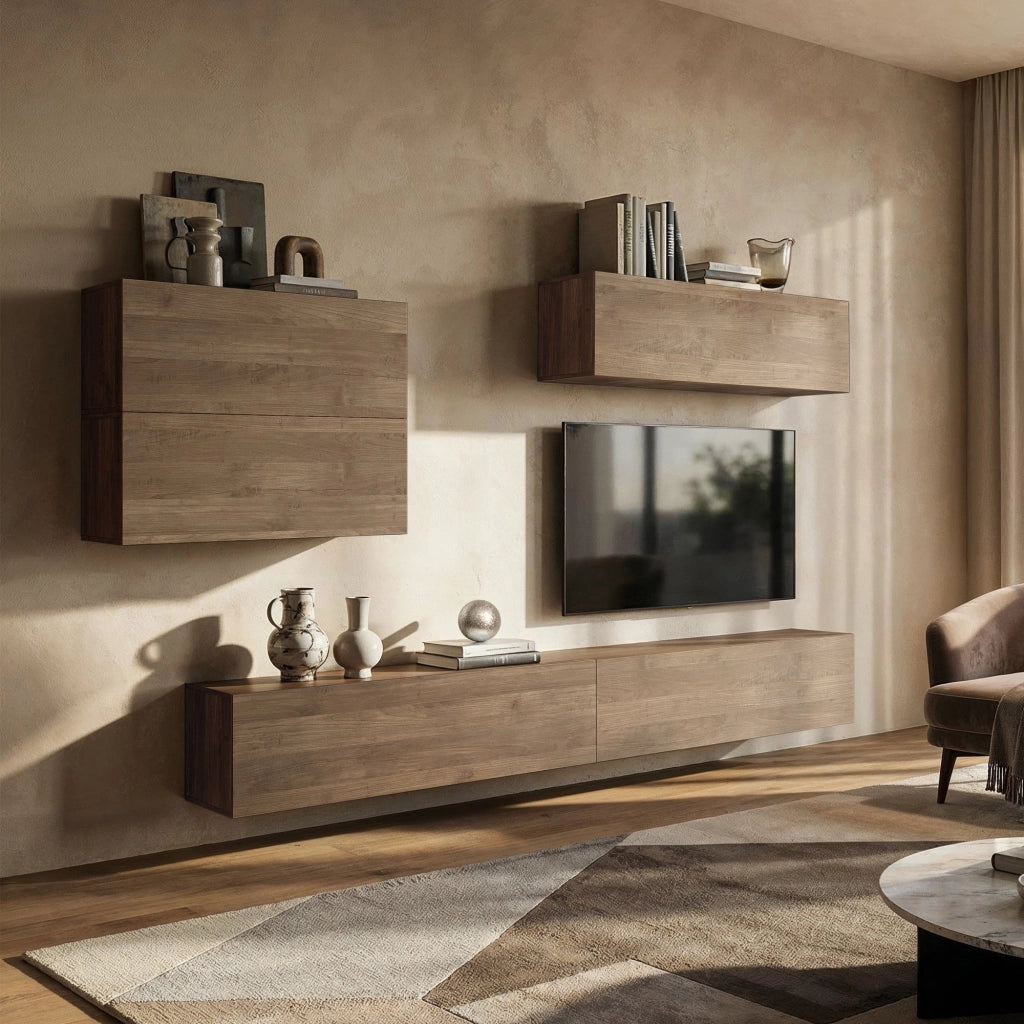 Mobile Soggiorno Gate, Parete Attrezzata Modulabile, Marrone Noce