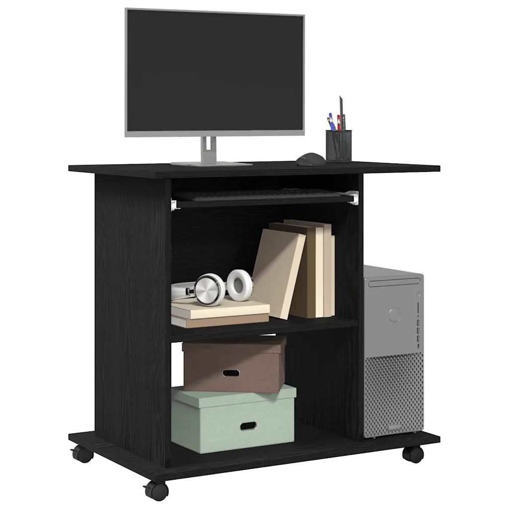 Scrivania per computer Rovere Nero 80x50x75 cm in Legno Multistrato 862500