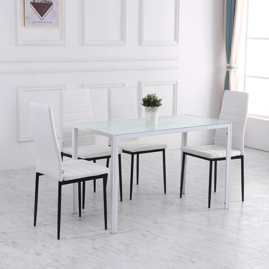 Set 4 Sedie Imbottite da Pranzo ¨C Zephmum ¨C Bianco, Metallo, Tessuto
