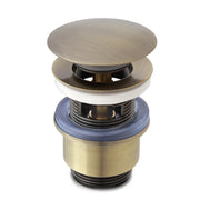 Piletta di scarico click-clack universale per lavabo e bidet con troppo pieno in ottone bronzato | Vajont