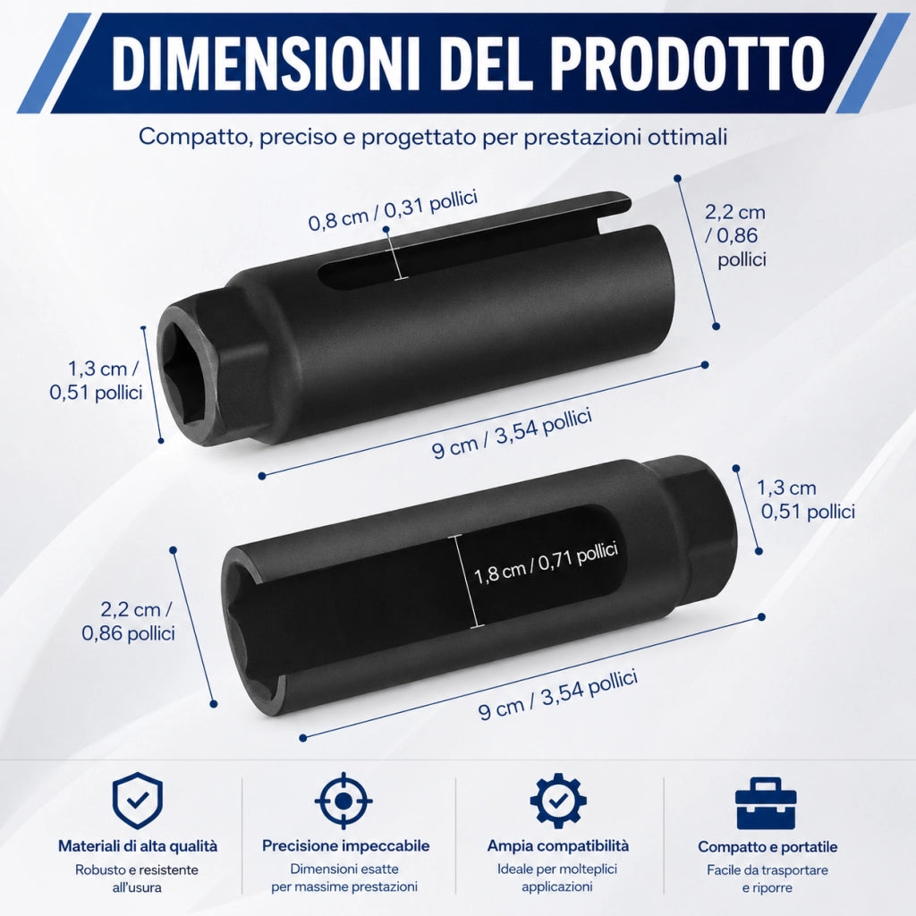 Chiave a Bussola per Smontaggio Sonda Lambda 14 mm Attacco 1/2"