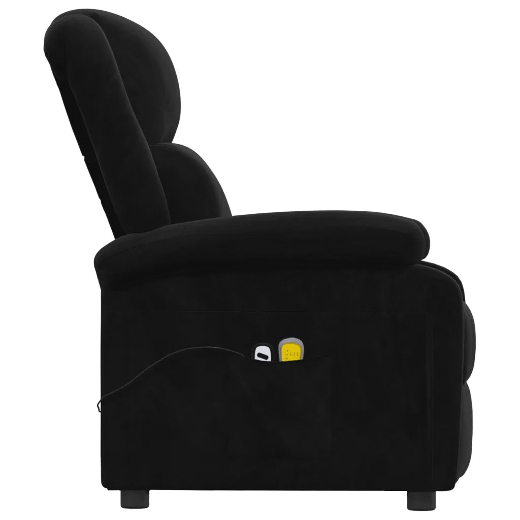 Poltrona Elettrica Massaggiante Reclinabile Nera in Velluto cod mxl 31724