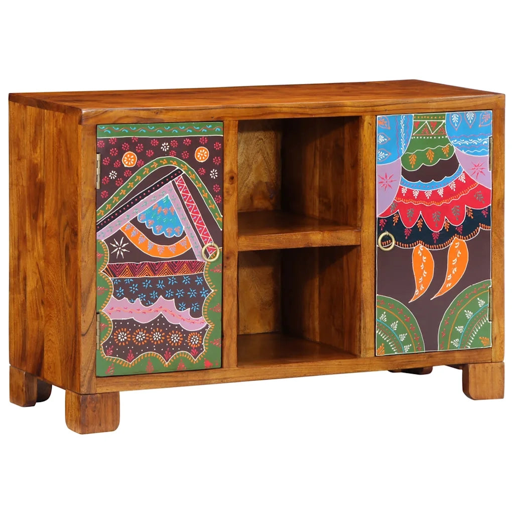 vidaXL Credenza Multicolore 90x35x60 in Legno Massello di Acacia