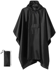 Poncho Impermeabile e Resistente al Vento - Adatto per Biciclette - con Tasca di Riposo - Unisex (Nero)