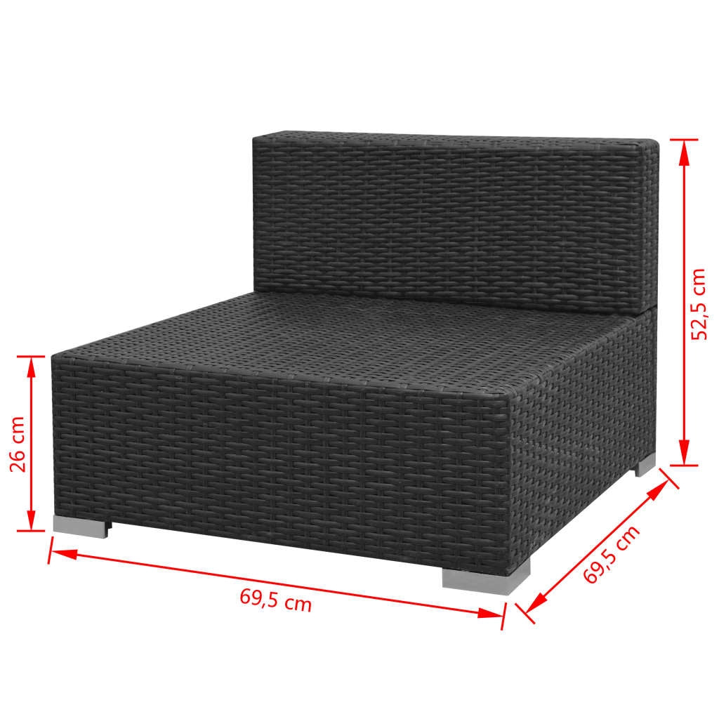 Set di mobili da giardino mobili da esterno 7 pezzi con baldacchino in resina intrecciata nera 02_0017055