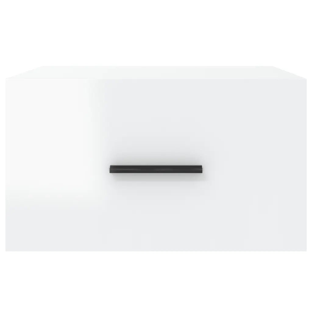 Set di 2 Comodini | Armadio da Notte | Mobiletto da notte a Muro Bianco Lucido 35x35x20 cm