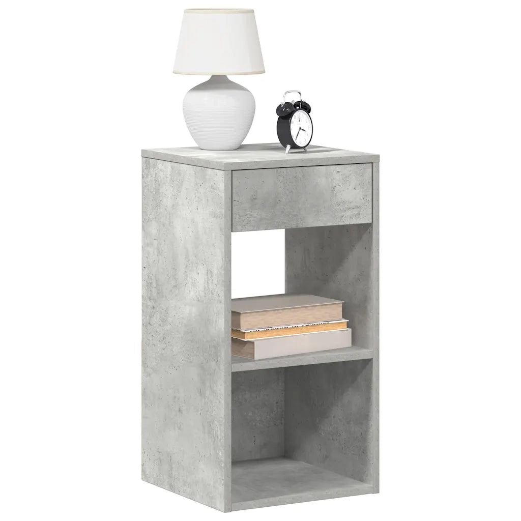 Comodino con Cassetto Grigio Cemento 35x34x66,5 cm 858719