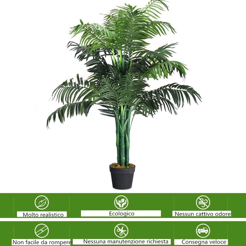 Pianta Finta da Interno da 110 cm, Pianta Artificiale in Vaso Elegante, Albero Artificiale per Salotto, Camera da Letto e Balcone