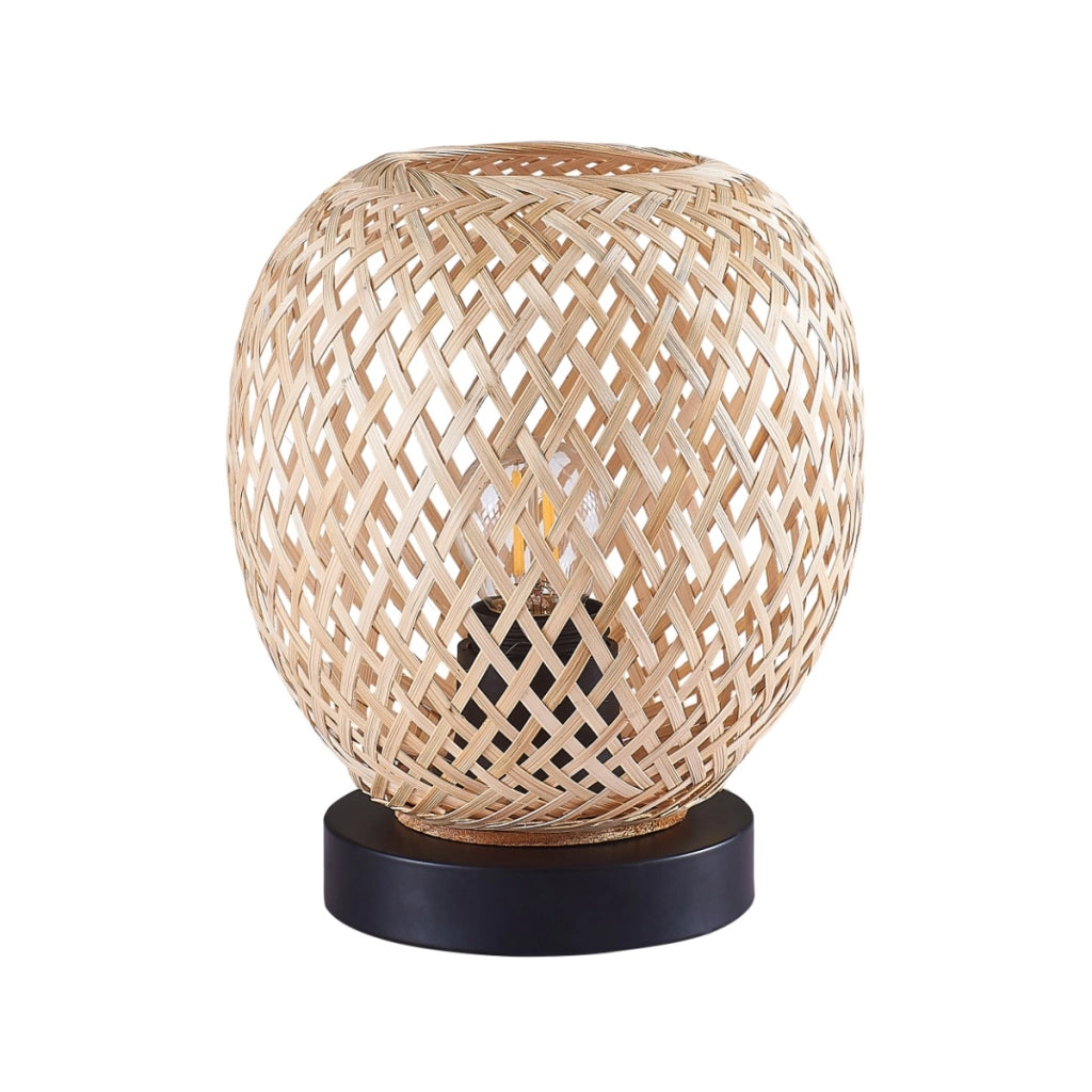 Lampada da tavolo boho ZANZIBAR beige/nera E27 Polux