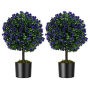 Alberi di topiario pianta finta resistente al sole per interni ed esterni, Set di 2 alberi di topiario artificiale con rose Viola-Piante artificiali