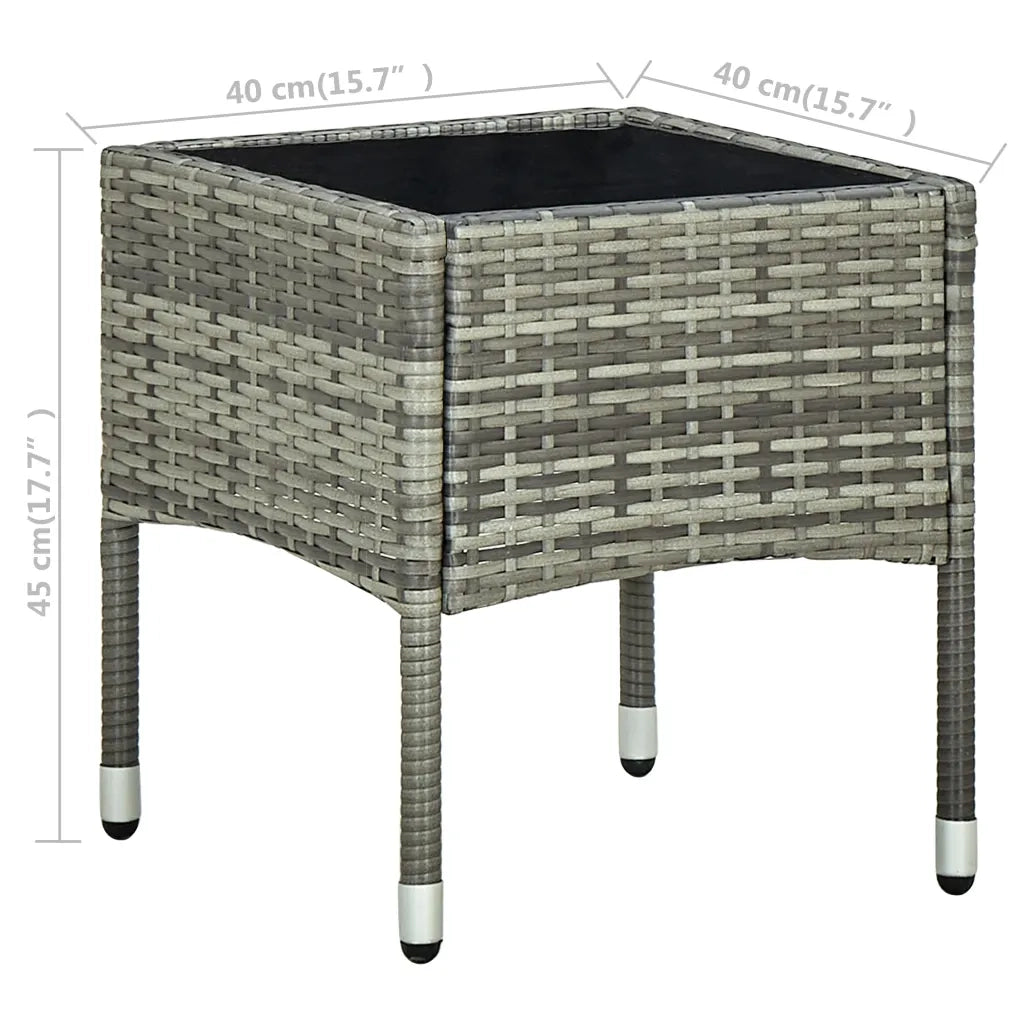 Set da Bistrot 3 pz con Cuscini in Polyrattan Grigio 45789