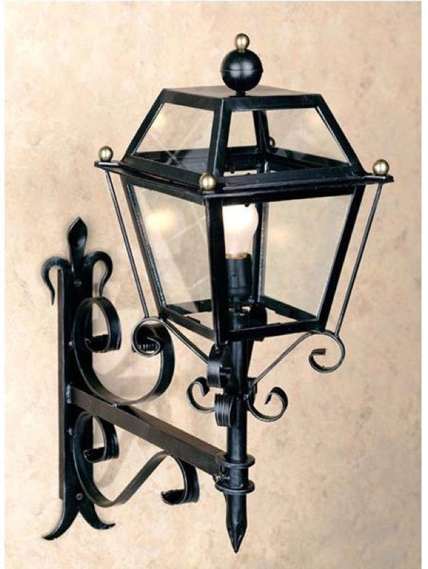 LANTERNA LAMPIONE LAMPADA APPLIQUE POMOLO A CATENA IN FERRO BATTUTO