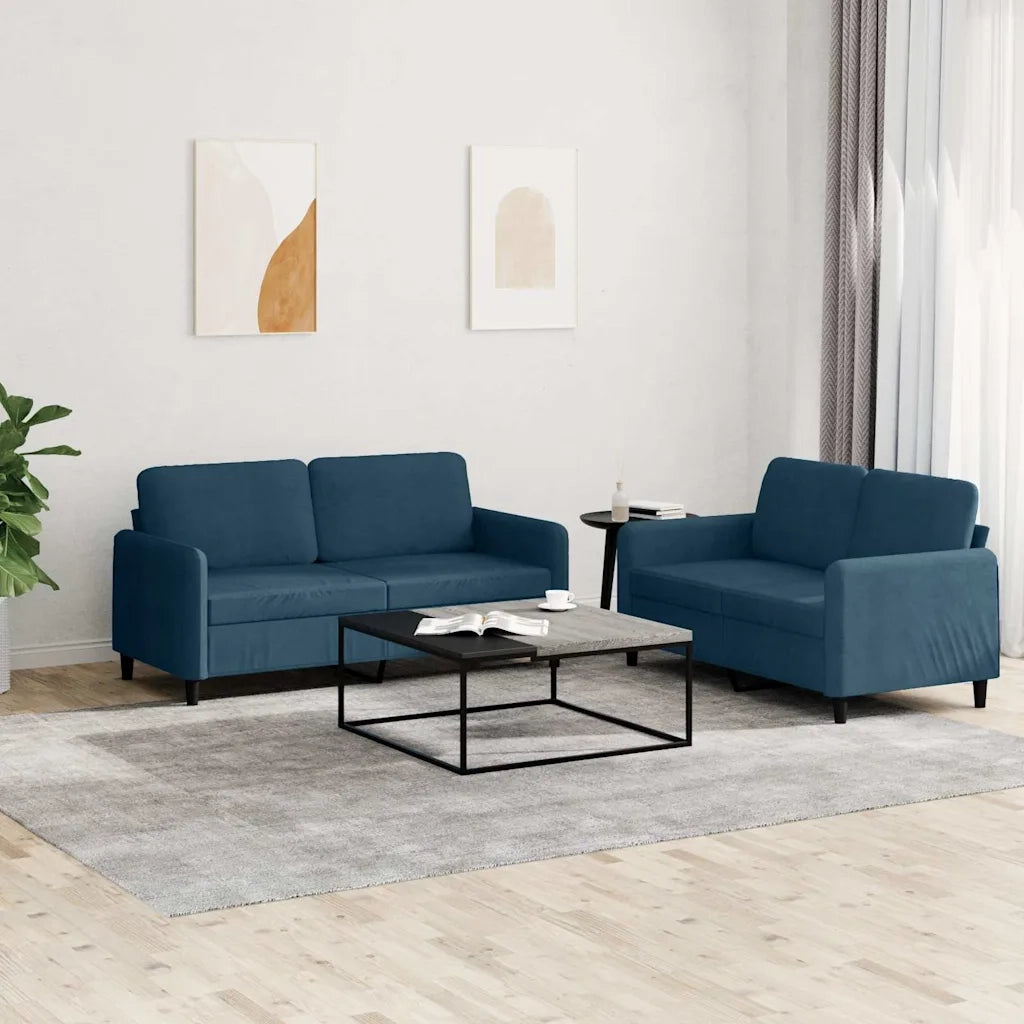Set di Divani 2 pz Blu in Velluto