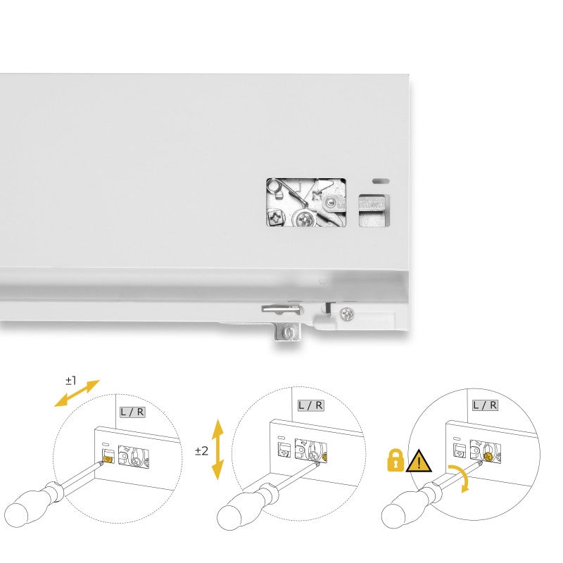 Cassetto esterno Protone 30kg, guide di estrazione totale con una chiusura soft, altezza 131mm, profondità 400mm, Acc..