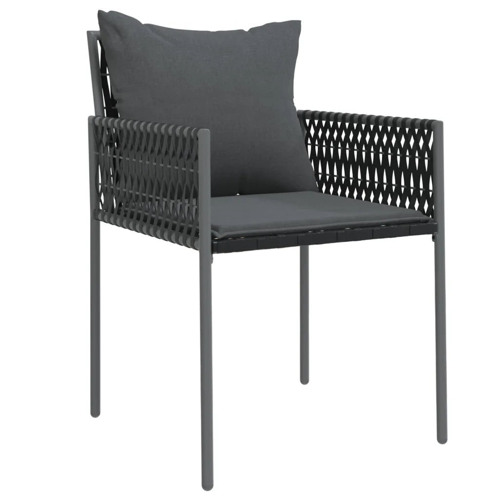 Sedie da Giardino con Cuscini 4pz Nere 54x61x83cm in Polyrattan 3187089