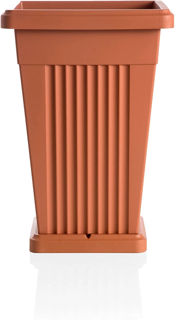 BAMA VASO A PIRAMIDE CON SOTTOVASO 40 X 40 X H59 CM COLORE TERRACOTTA