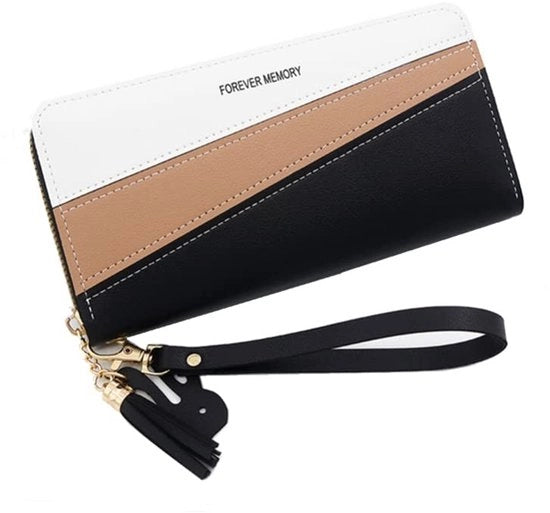 Portafoglio Donna - Pelle artificiale - Chiusura a zip lunga - Portamonete multi - Piccola dimensione - Sostenibile e Leggero - Dimensioni 19 x 10 x 3 cm