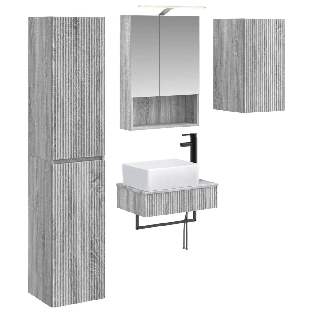 Set di mobili per il bagno 5 pcs Sonoma grigio 3407276