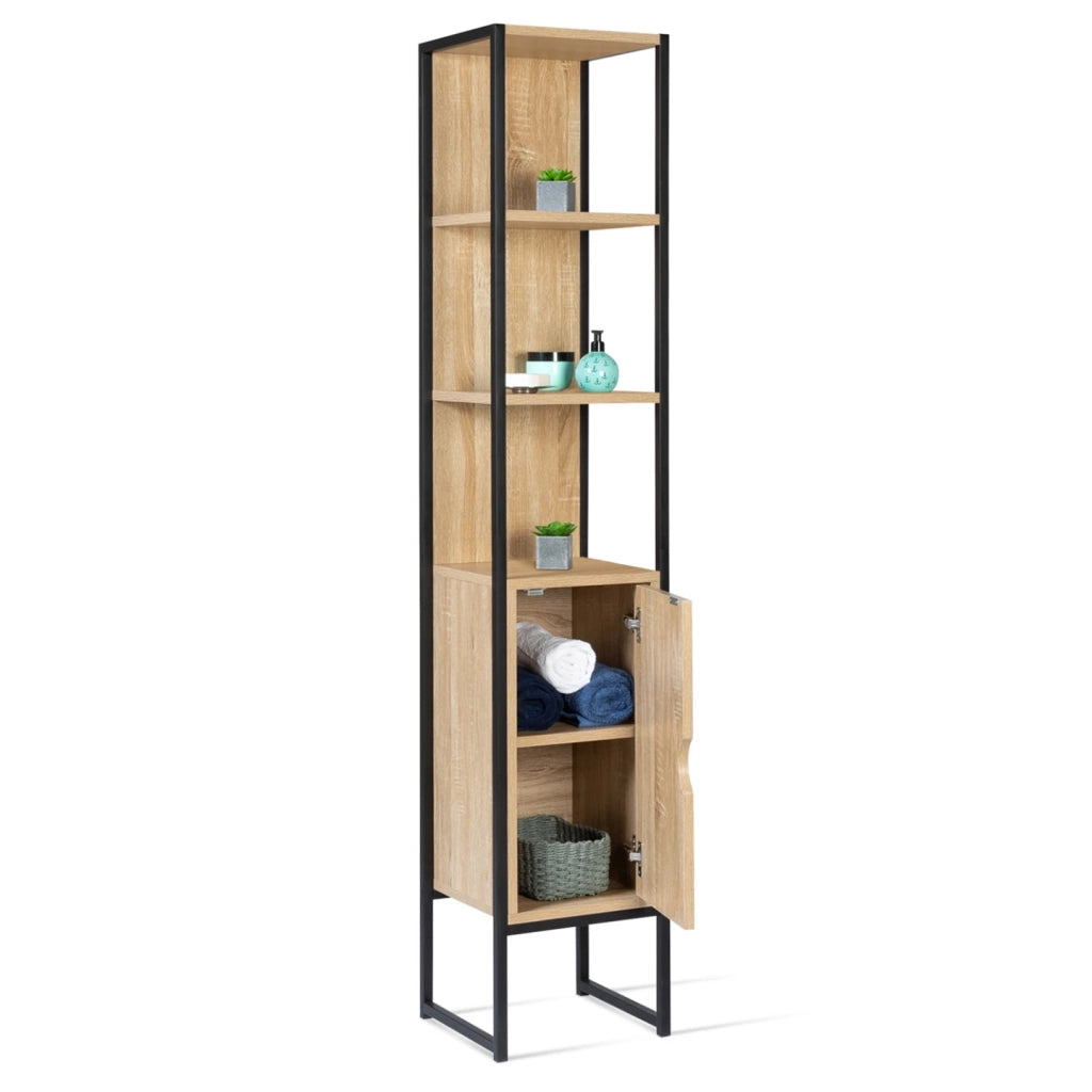 IDMarket - Mobili bagno su piedi colonna a 1 anta dal design industriale DETROIT