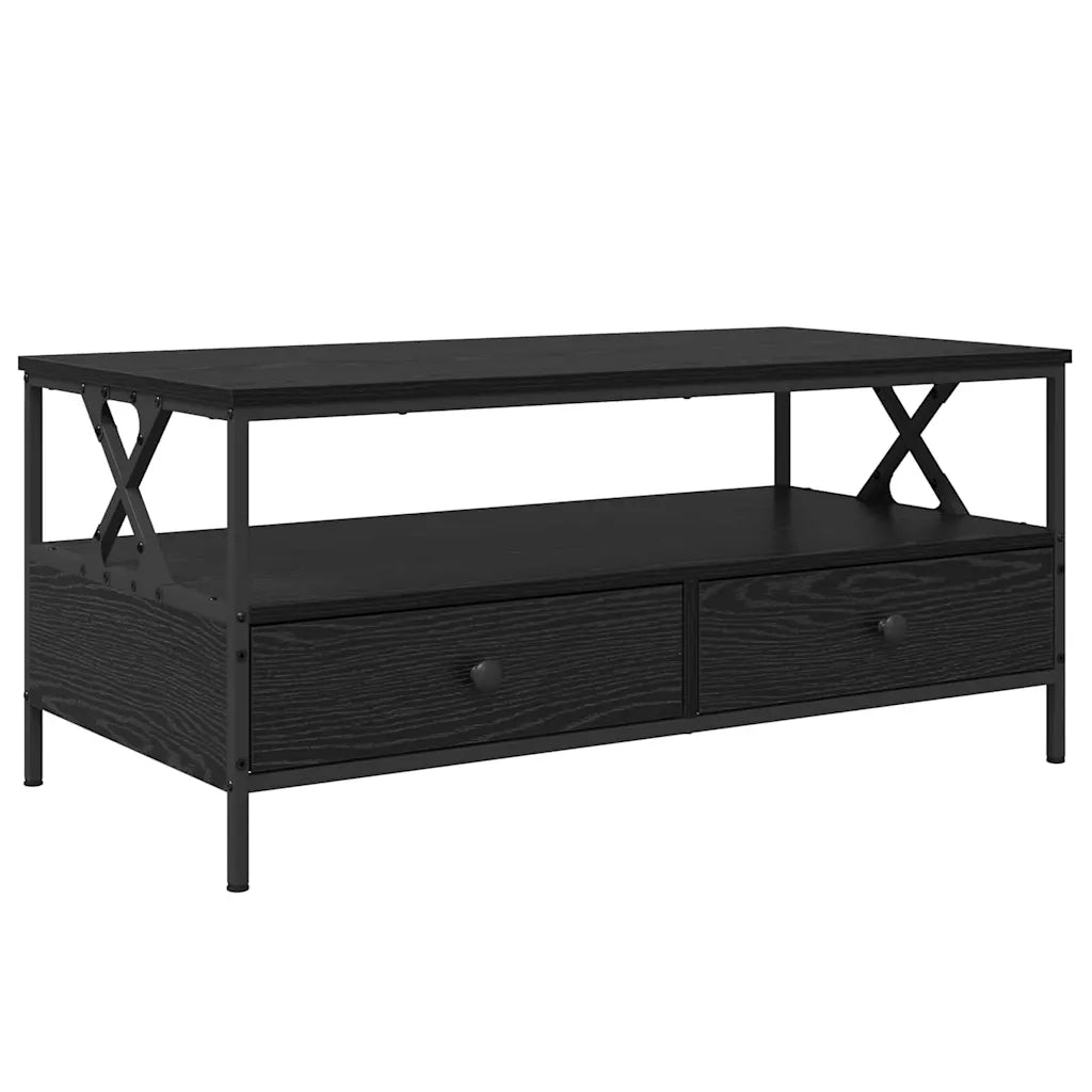 vidaXL Tavolino da salotto with Drawer Rovere nero 100 x 51 x 45 cm