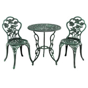 Set di 2 sedie e tavolo rotondo 60 x 69 cm con foro per ombrellone atmosfera accogliente alluminio verde 20_0013421