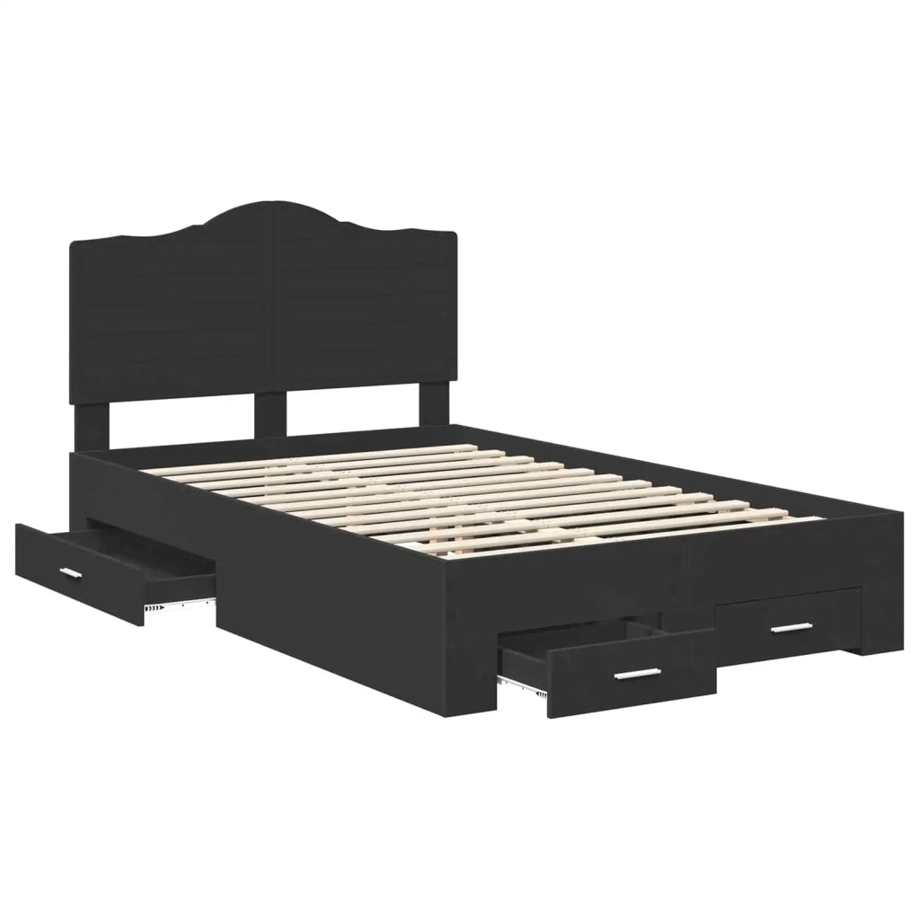 Struttura del letto-Giroletto Nero 135 x 190 cm Legno multistrato 208662