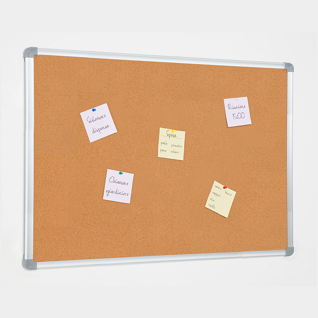 Lavagna con Fondo in Sughero 120x90 cm in Alluminio Silver