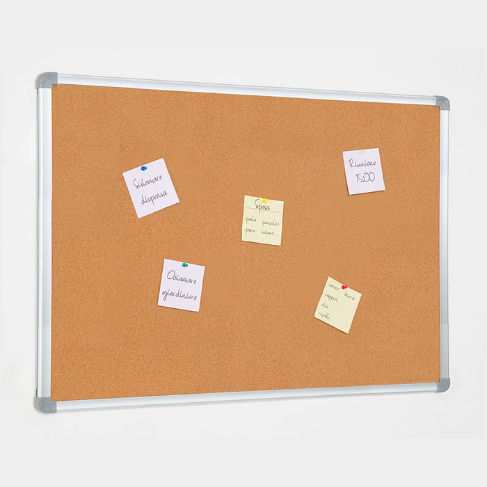 Lavagna con Fondo in Sughero 120x90 cm in Alluminio Silver