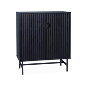 Credenza effetto legno con scanalature nere 2 ante, 80cm, nero