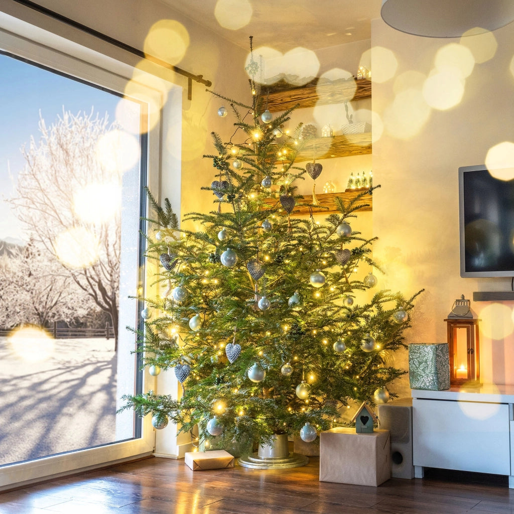 Supporto per albero di Natale KADAX, 2 m, contenitore per acqua argento