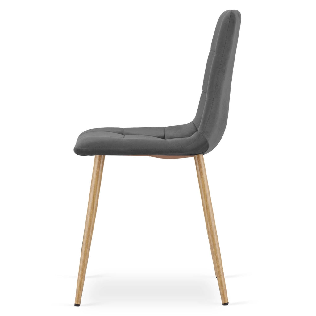 Set di 2 sedie Kara in velluto grigio scuro e metallo effetto legno