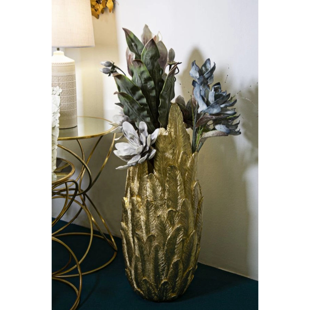 Vaso Decorativo VKH653, Oro, Poliresina, 32x34x80 cm