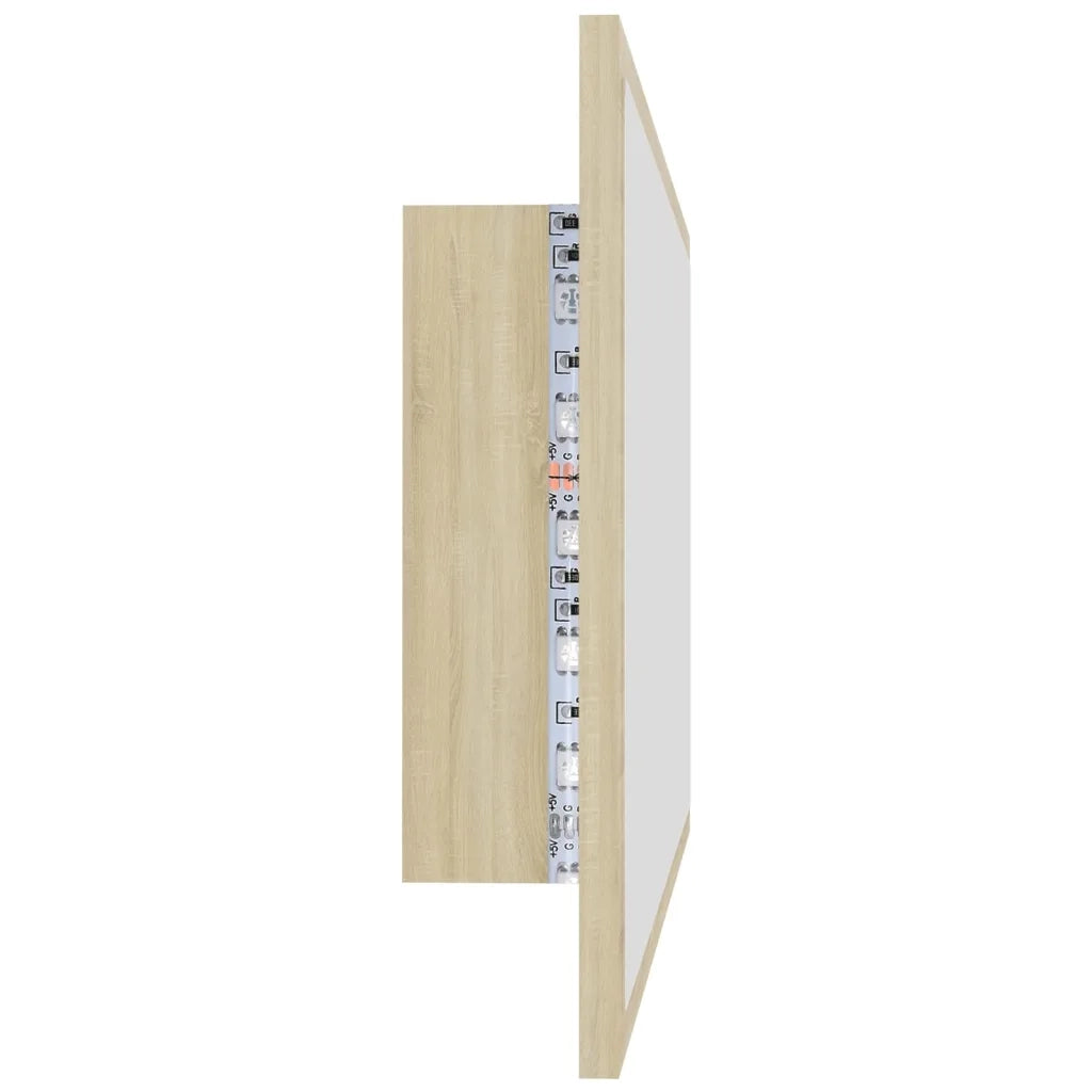 Specchio da Bagno-Specchio per il bagno  LED Rovere Sonoma 80x8,5x37 cm in Acrilico