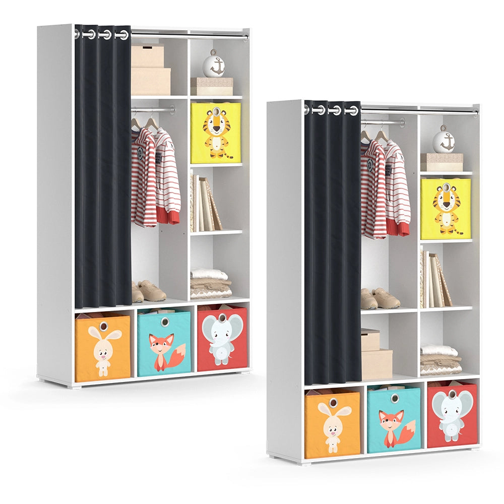 Vicco Guardaroba per bambini Bianco 38 x 178.1 cm Con scatole pieghevoli (colorate)