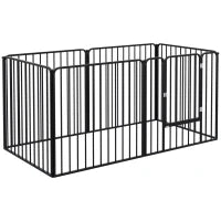 Recinto per Cani a 6 Pannelli Modulabili da Interno ed Esterno, in Acciaio, 164x83x80 cm, Nero