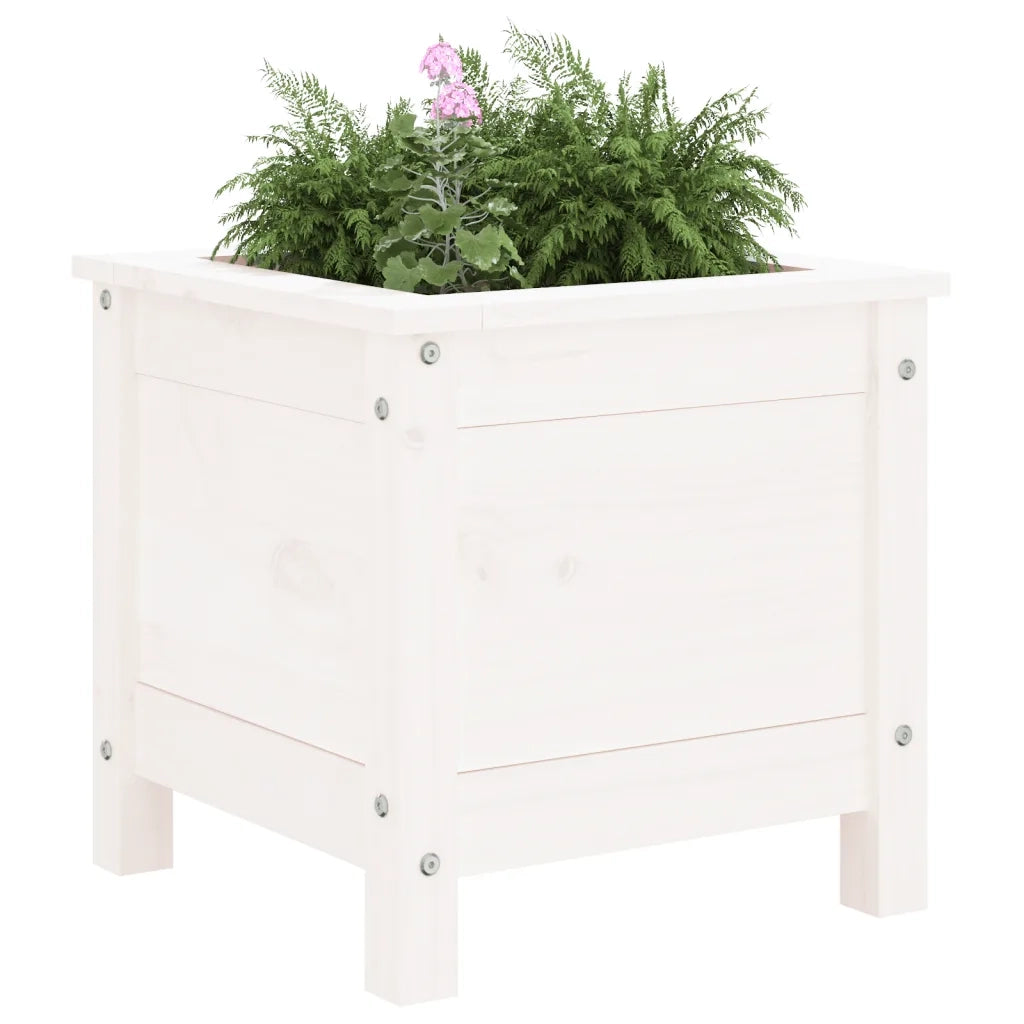 Fioriera da Giardino Bianca 40x40x39 cm Legno Massello di Pino 825248
