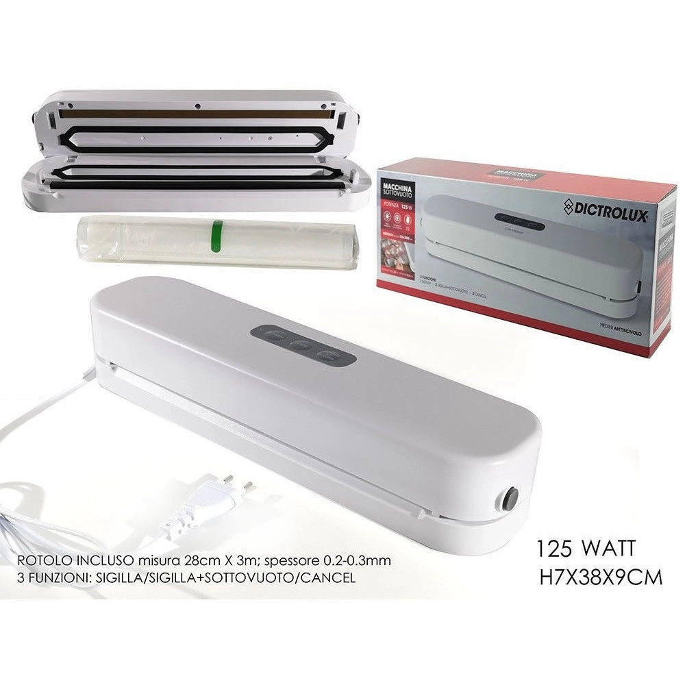 Trade Shop - Macchina Sottovuoto Professionale 3 Funzioni Sotto Vuoto Sigilla Alimenti 125w Con Rotolo -