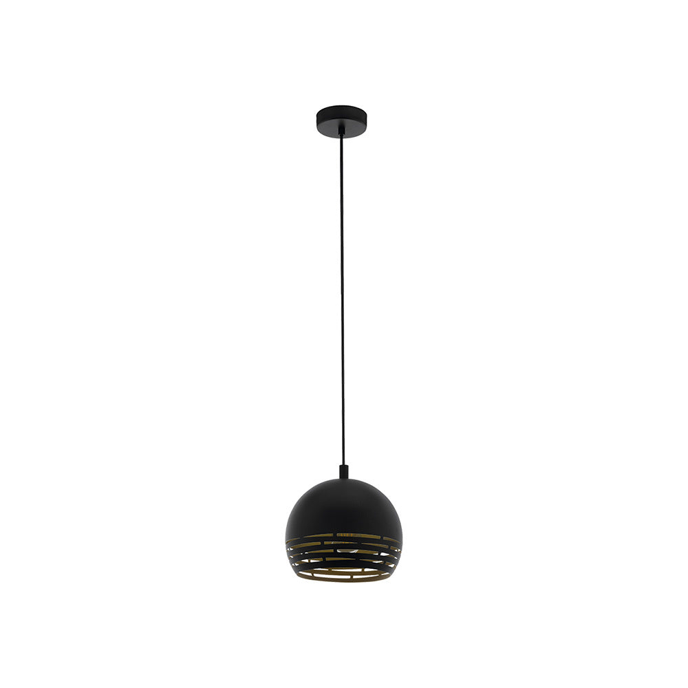 Lampadario Industrial Camastra 1 Luce Acciaio Nero E Oro