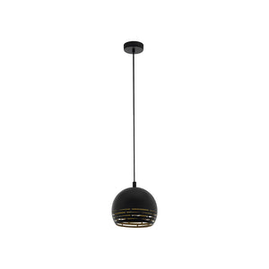 Lampadario Industrial Camastra 1 Luce Acciaio Nero E Oro